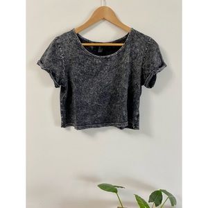 Forever 21 Cropped Black Wash Shirt Top Size S